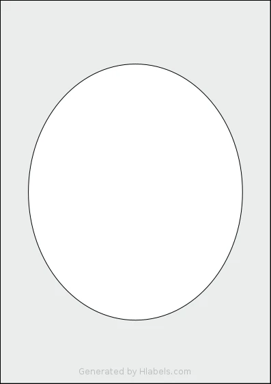 AALabels® AABB01 template with 1 oval 166 x 198 millimeter labels per sheet, on A4-size adhesive blank label sheets.