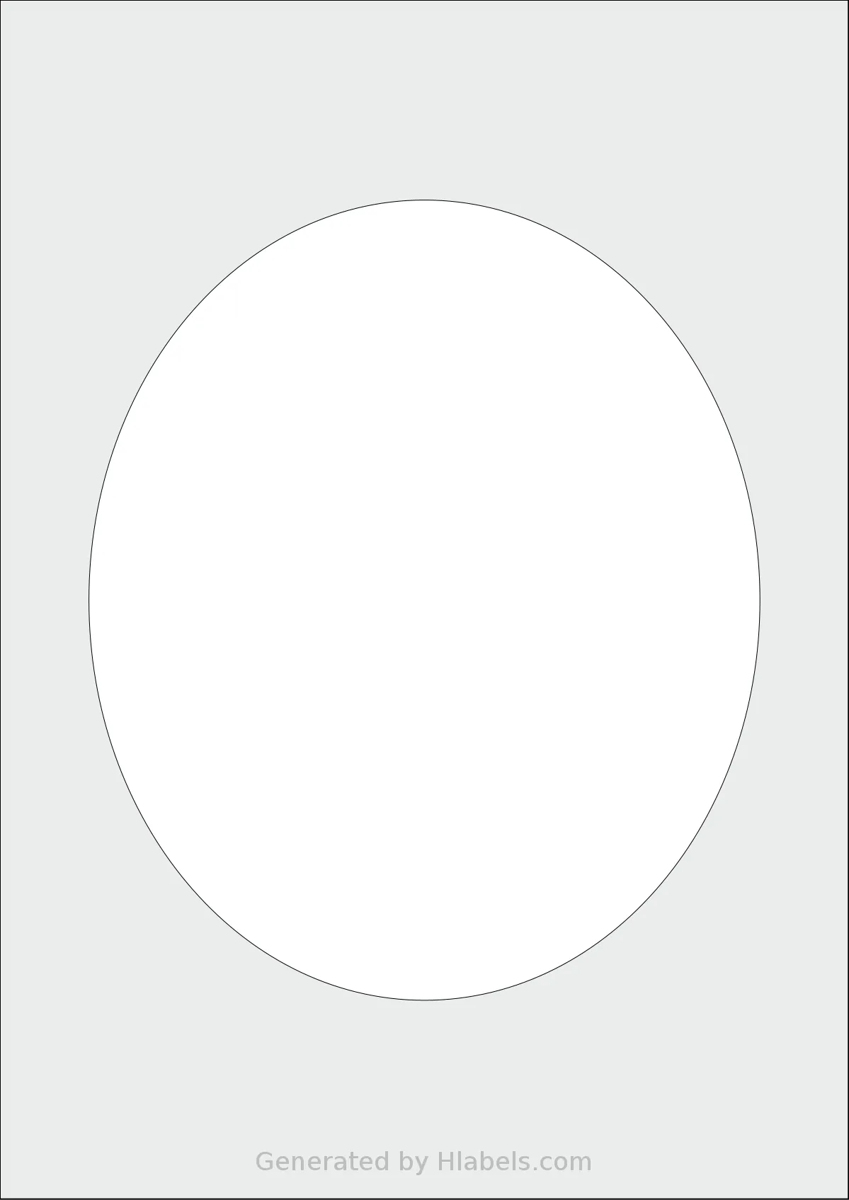 AALabels® AABB01 template with 1 oval 166 x 198 millimeter labels per sheet, on A4-size adhesive blank label sheets.