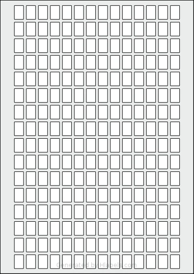 AALabels® AAC224 template with 224 rectangular 10 x 15 millimeter labels per sheet, on A4-size adhesive blank label sheets.