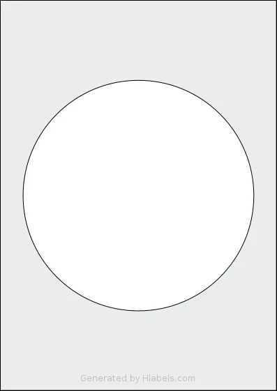AALabels® AACA01 template with 1 circle labels per sheet, each 175 millimeter in diameter, on A4-size adhesive blank label sheets.