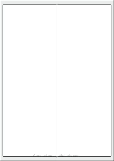 AALabels® AAD002 template with 2 rectangular 100 x 280 millimeter labels per sheet, on A4-size adhesive blank label sheets.