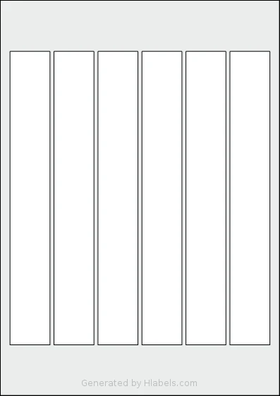 AALabels® AAD006 template with 6 rectangular 30 x 220 millimeter labels per sheet, on A4-size adhesive blank label sheets.