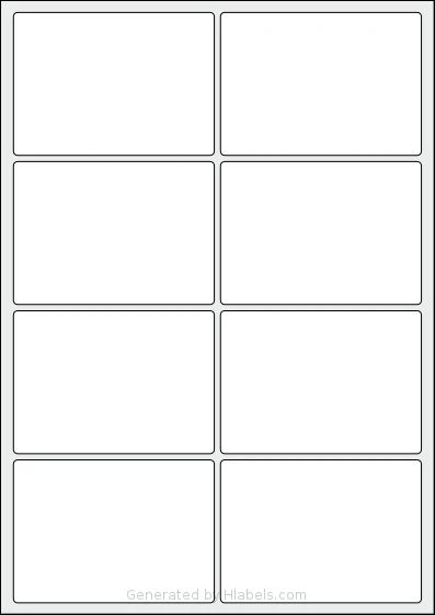 AALabels® AAD008 template with 8 rectangular 97 x 69 millimeter labels per sheet, on A4-size adhesive blank label sheets.