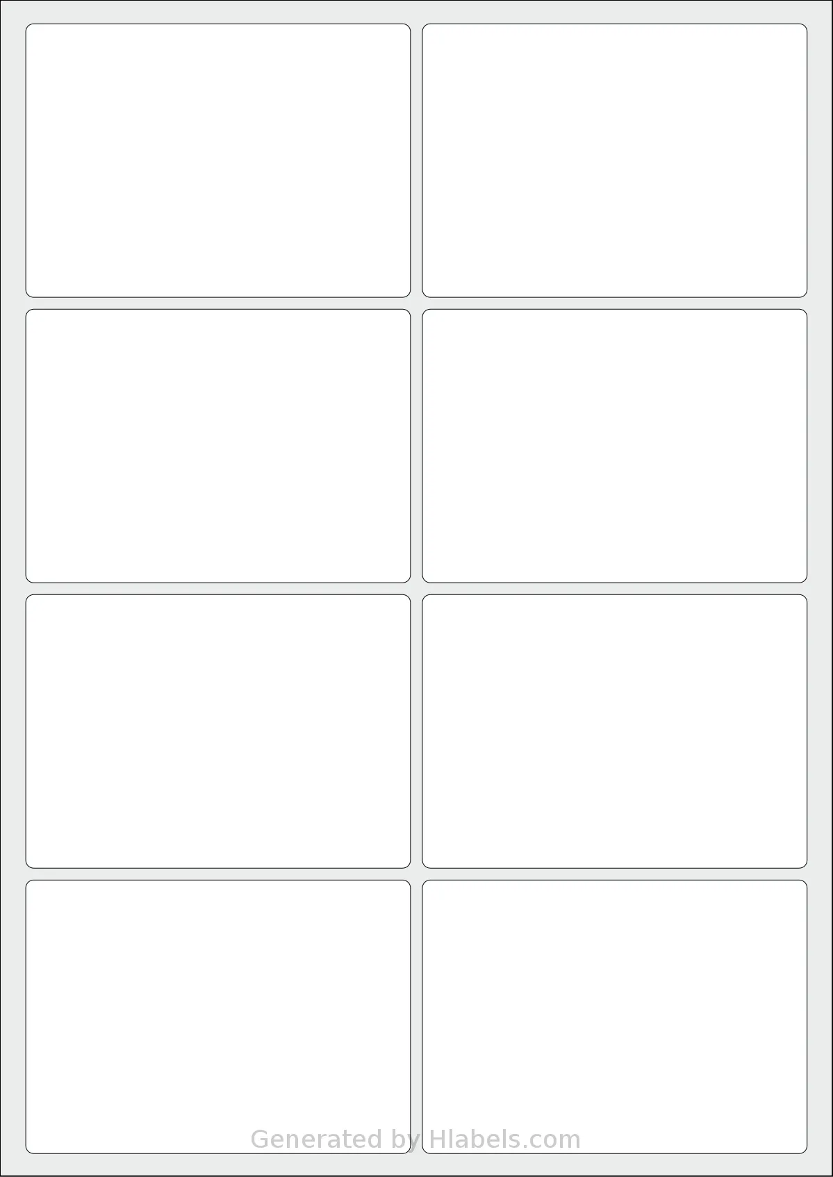 AALabels® AAD008 template with 8 rectangular 97 x 69 millimeter labels per sheet, on A4-size adhesive blank label sheets.
