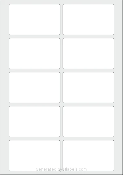 AALabels® AAD010 template with 10 rectangular 87.2 x 52.7 millimeter labels per sheet, on A4-size adhesive blank label sheets.