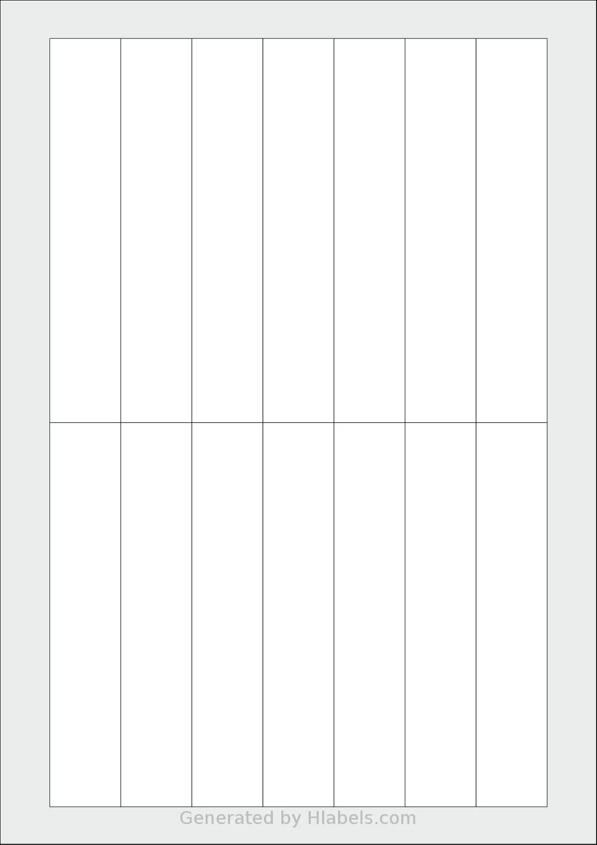 AALabels® AAD014 template with 14 rectangular 25 x 135 millimeter labels per sheet, on A4-size adhesive blank label sheets.