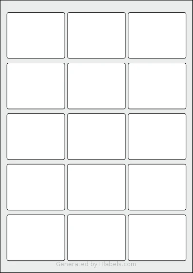 AALabels® AAD015 template with 15 rectangular 63 x 50 millimeter labels per sheet, on A4-size adhesive blank label sheets.