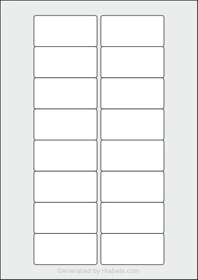 AALabels® AAD016 template with 16 rectangular 67 x 33 millimeter labels per sheet, on A4-size adhesive blank label sheets.