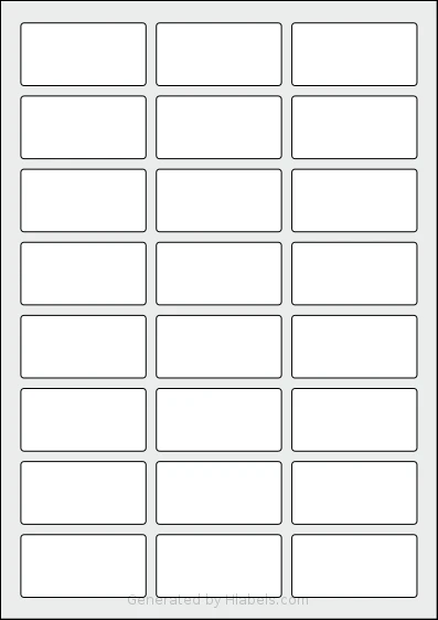 AALabels® AAD024 template with 24 rectangular 60 x 30 millimeter labels per sheet, on A4-size adhesive blank label sheets.
