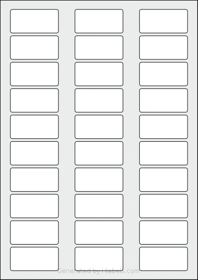 AALabels® AAD030 template with 30 rectangular 51 x 25 millimeter labels per sheet, on A4-size adhesive blank label sheets.