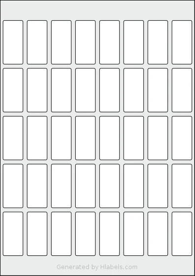AALabels® AAD040 template with 40 rectangular 21.5 x 47 millimeter labels per sheet, on A4-size adhesive blank label sheets.