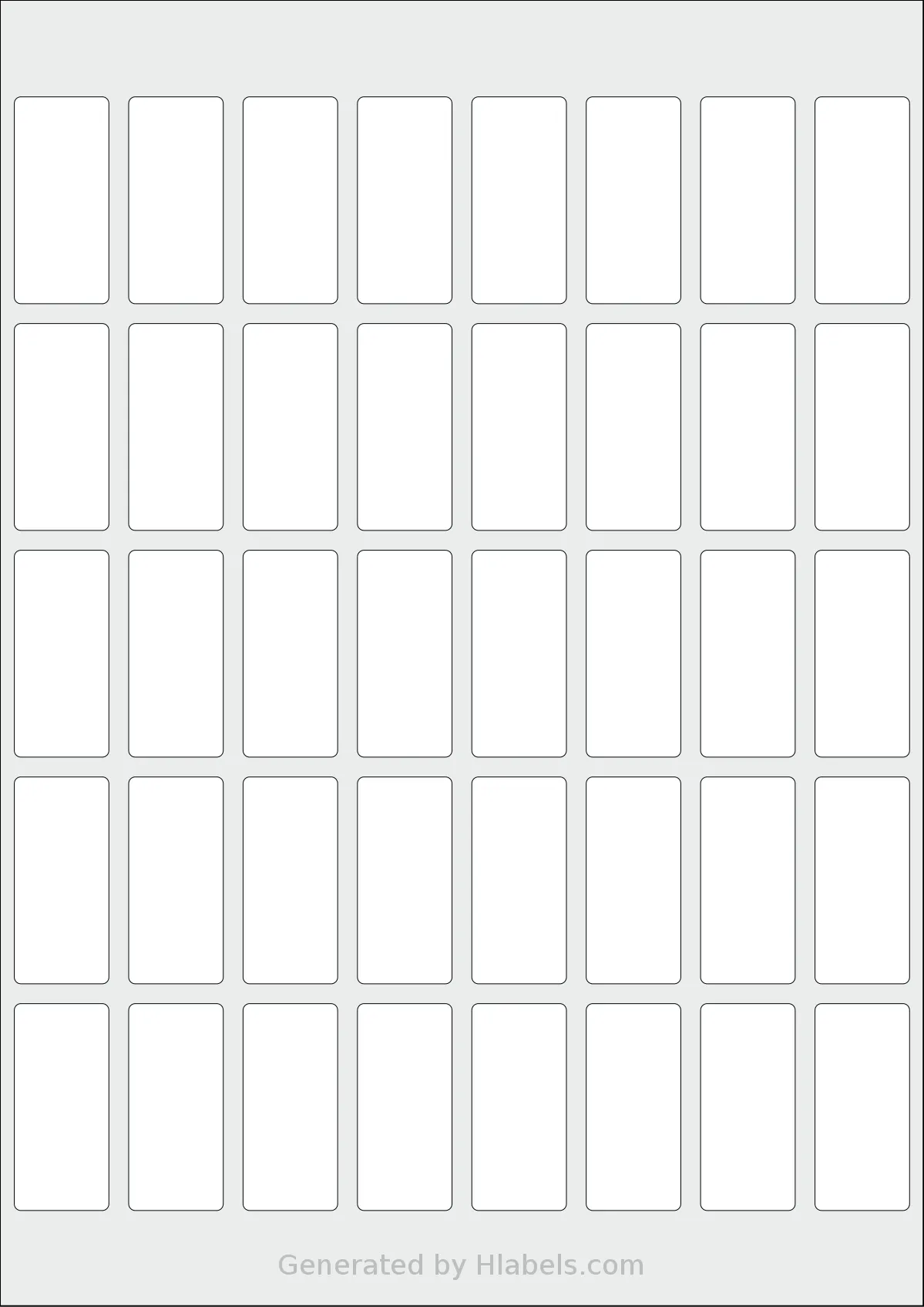 AALabels® AAD040 template with 40 rectangular 21.5 x 47 millimeter labels per sheet, on A4-size adhesive blank label sheets.