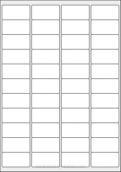 AALabels® AAD044 template with 44 rectangular 48.5 x 25.4 millimeter labels per sheet, on A4-size adhesive blank label sheets.