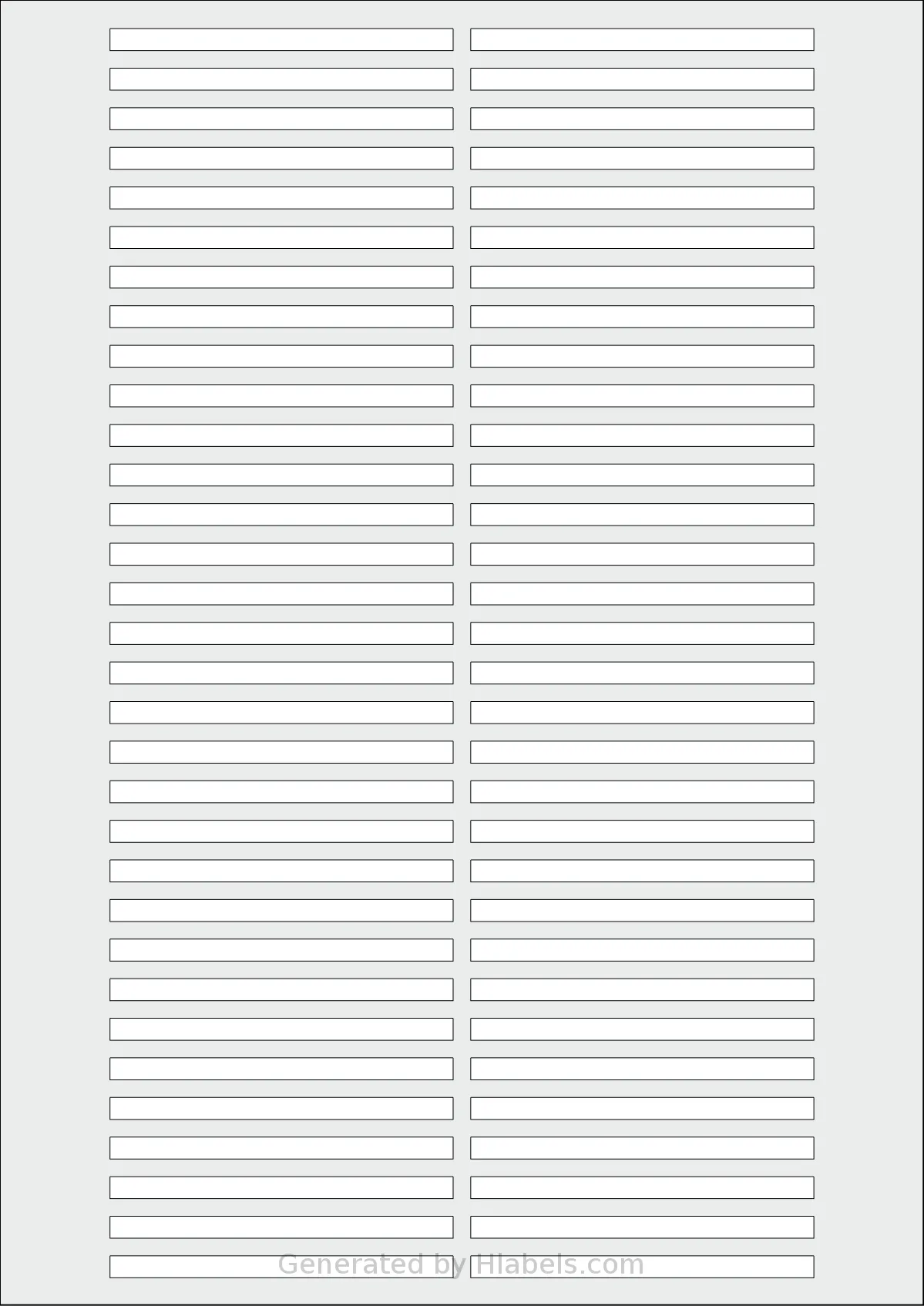 AALabels® AAD064 template with 64 rectangular 78 x 5 millimeter labels per sheet, on A4-size adhesive blank label sheets.