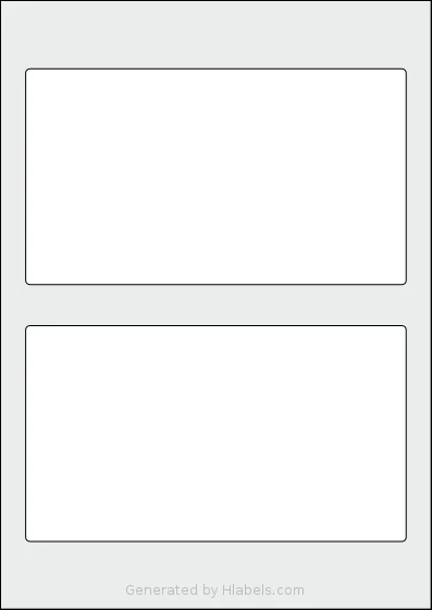 AALabels® AADD02 template with 2 rectangular 185 x 105 millimeter labels per sheet, on A4-size adhesive blank label sheets.
