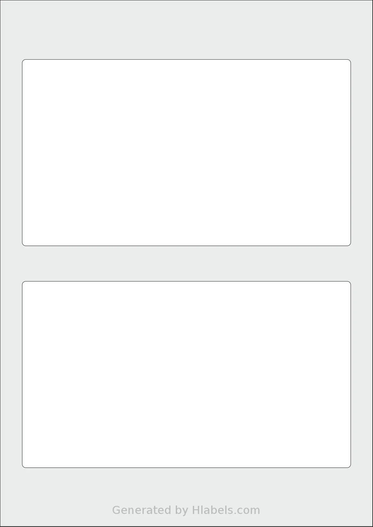AALabels® AADD02 template with 2 rectangular 185 x 105 millimeter labels per sheet, on A4-size adhesive blank label sheets.