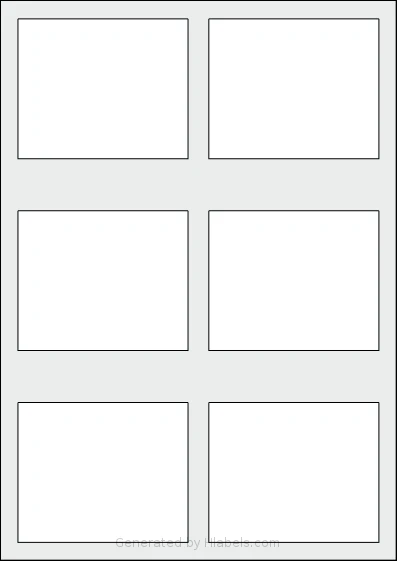AALabels® AADD06 template with 6 rectangular 90 x 74 millimeter labels per sheet, on A4-size adhesive blank label sheets.