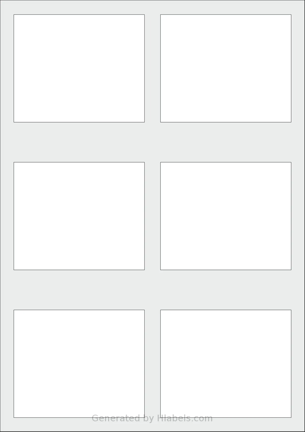 AALabels® AADD06 template with 6 rectangular 90 x 74 millimeter labels per sheet, on A4-size adhesive blank label sheets.