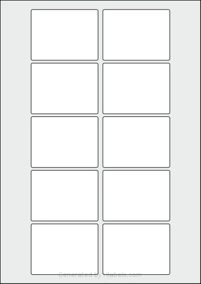 AALabels® AADD10 template with 10 rectangular 70 x 53 millimeter labels per sheet, on A4-size adhesive blank label sheets.