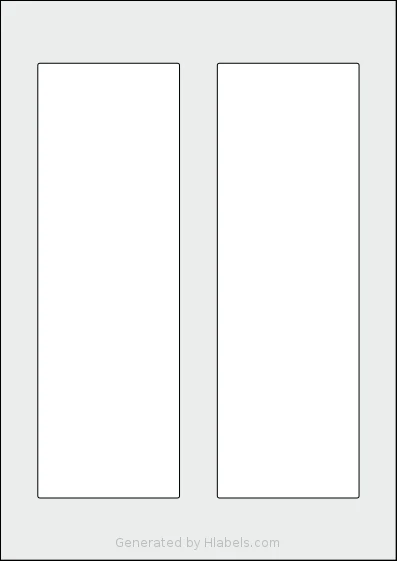 AALabels® AADG02 template with 2 rectangular 75 x 230 millimeter labels per sheet, on A4-size adhesive blank label sheets.