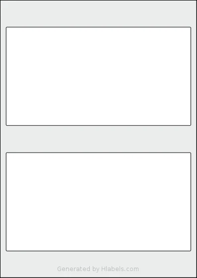 AALabels® AADM02 template with 2 rectangular 197 x 105 millimeter labels per sheet, on A4-size adhesive blank label sheets.