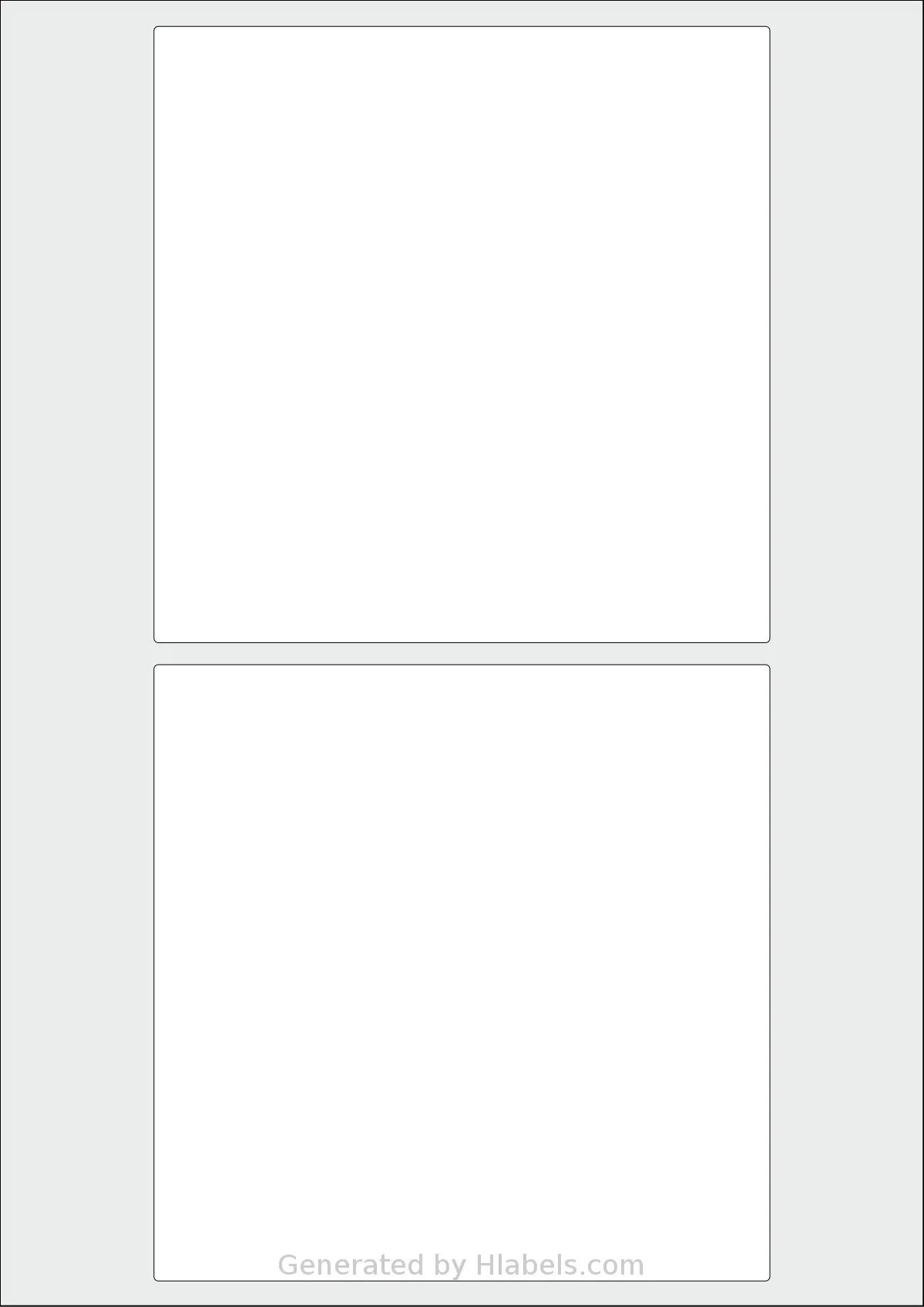 AALabels® AAE002 template with 2 square 140 x 140 millimeter labels per sheet, on A4-size adhesive blank label sheets.