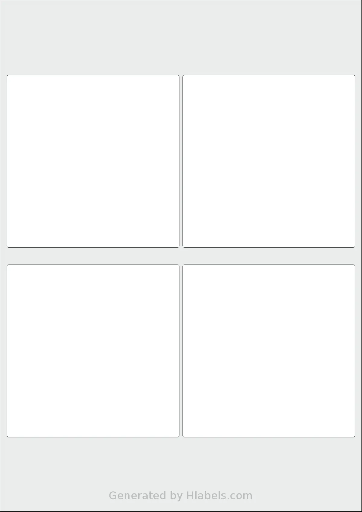 AALabels® AAE004 template with 4 square 100 x 100 millimeter labels per sheet, on A4-size adhesive blank label sheets.