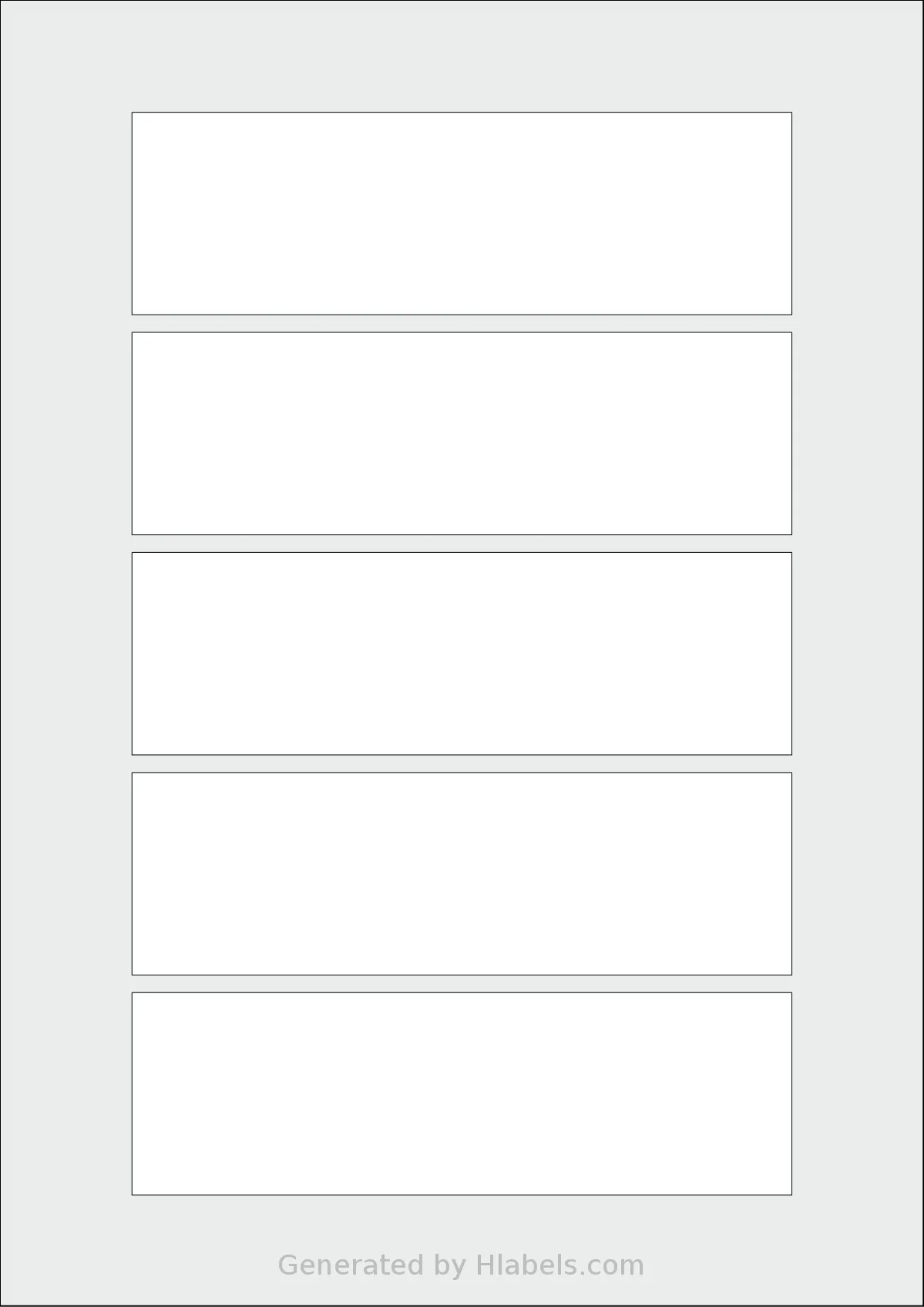 AALabels® AAE005 template with 5 rectangular 150 x 46 millimeter labels per sheet, on A4-size adhesive blank label sheets.