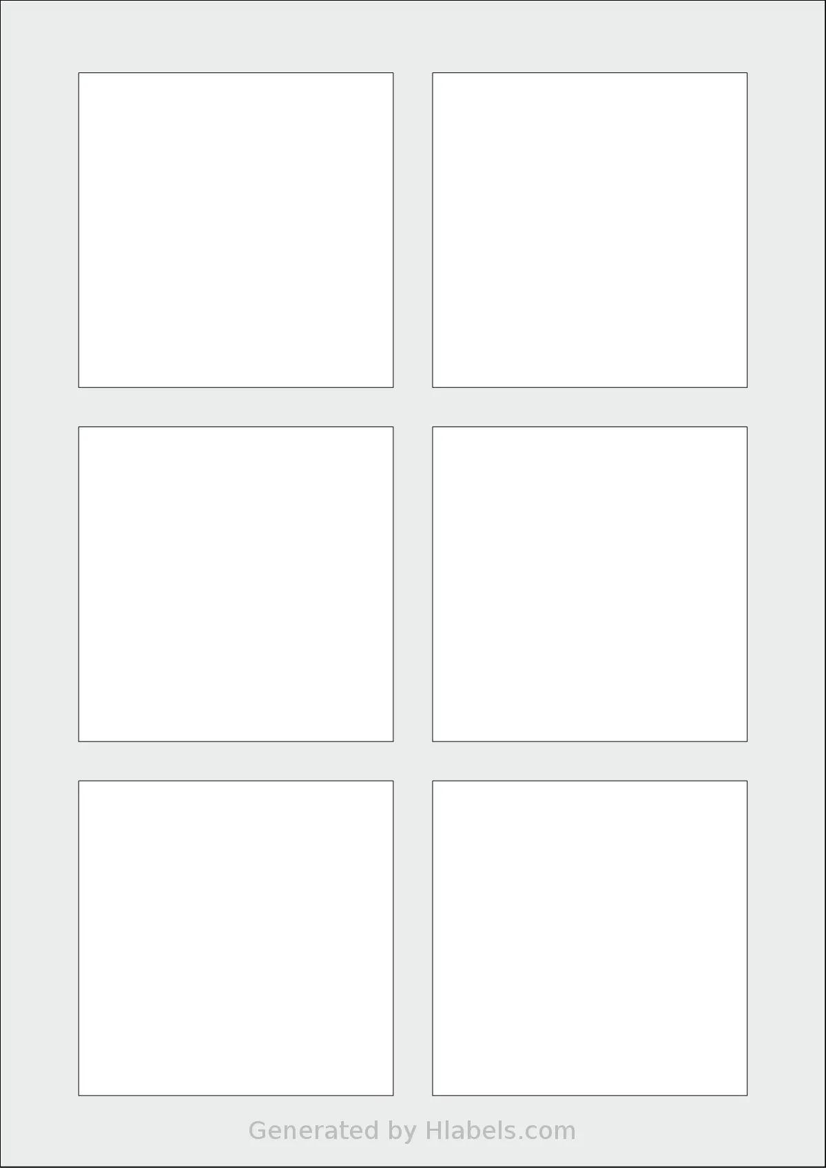 AALabels® AAE006 template with 6 square 80 x 80 millimeter labels per sheet, on A4-size adhesive blank label sheets.