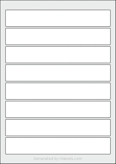 AALabels® AAE008 template with 8 rectangular 190 x 30 millimeter labels per sheet, on A4-size adhesive blank label sheets.