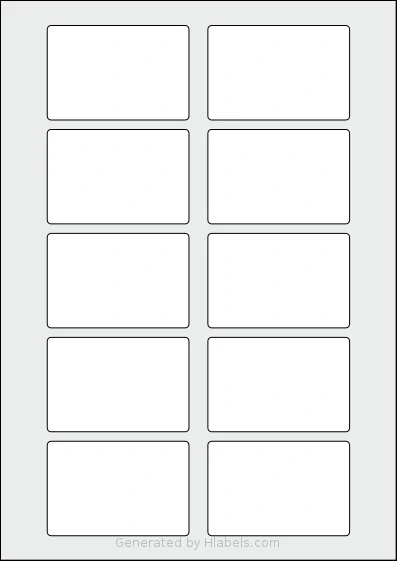 AALabels® AAE010 template with 10 rectangular 75 x 50 millimeter labels per sheet, on A4-size adhesive blank label sheets.