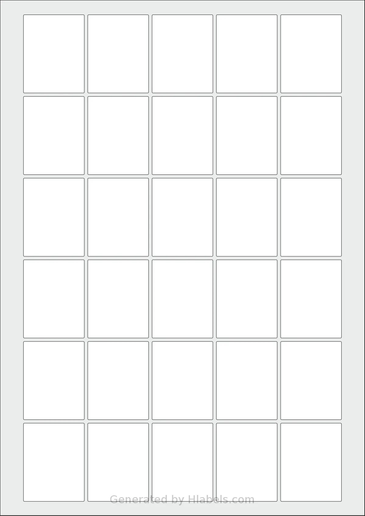 AALabels® AAE030 template with 30 rectangular 35 x 45 millimeter labels per sheet, on A4-size adhesive blank label sheets.