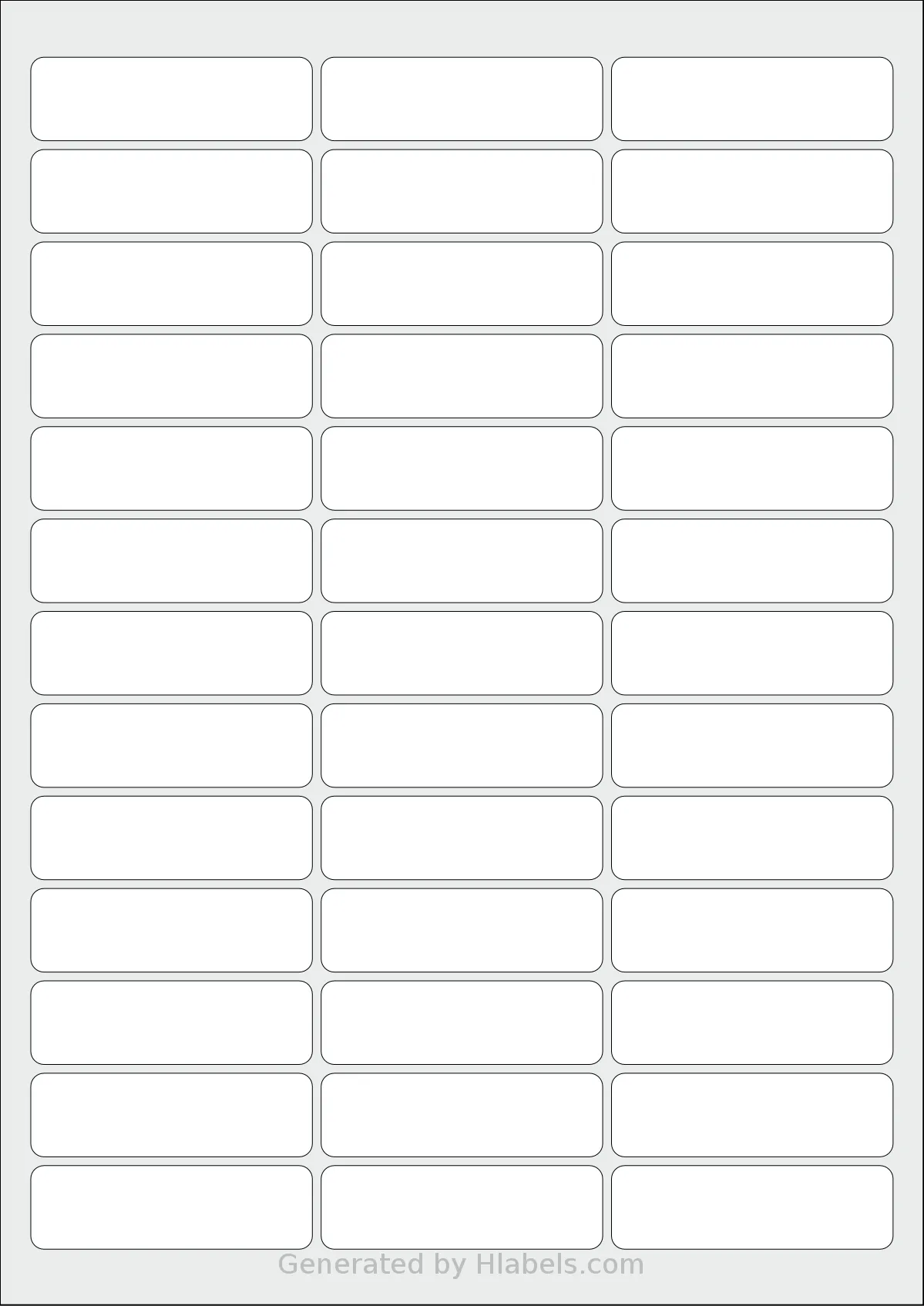 AALabels® AAE039 template with 39 rectangular 64 x 19 millimeter labels per sheet, on A4-size adhesive blank label sheets.