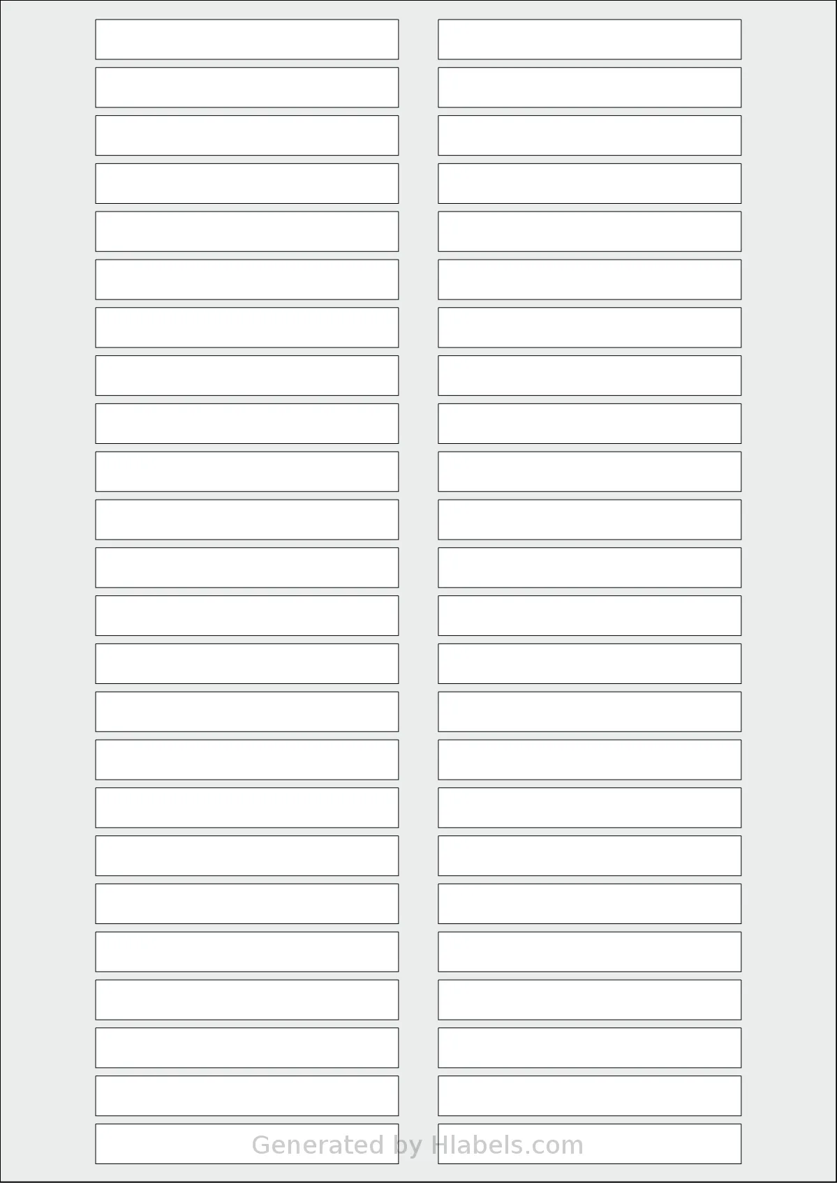 AALabels® AAE048 template with 48 rectangular 76 x 10 millimeter labels per sheet, on A4-size adhesive blank label sheets.