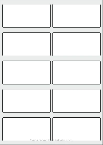 AALabels® AAEA10 template with 10 rectangular 98 x 48 millimeter labels per sheet, on A4-size adhesive blank label sheets.