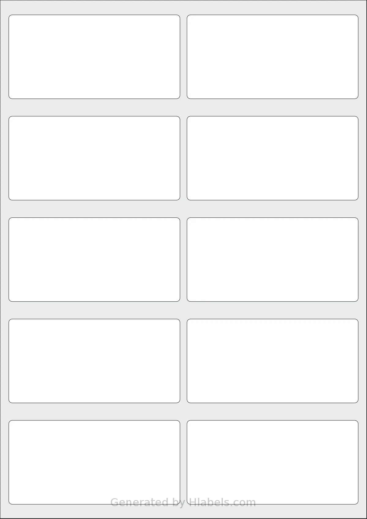 AALabels® AAEA10 template with 10 rectangular 98 x 48 millimeter labels per sheet, on A4-size adhesive blank label sheets.
