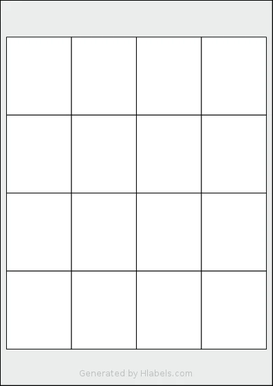 AALabels® AAEA16 template with 16 rectangular 50 x 60 millimeter labels per sheet, on A4-size adhesive blank label sheets.