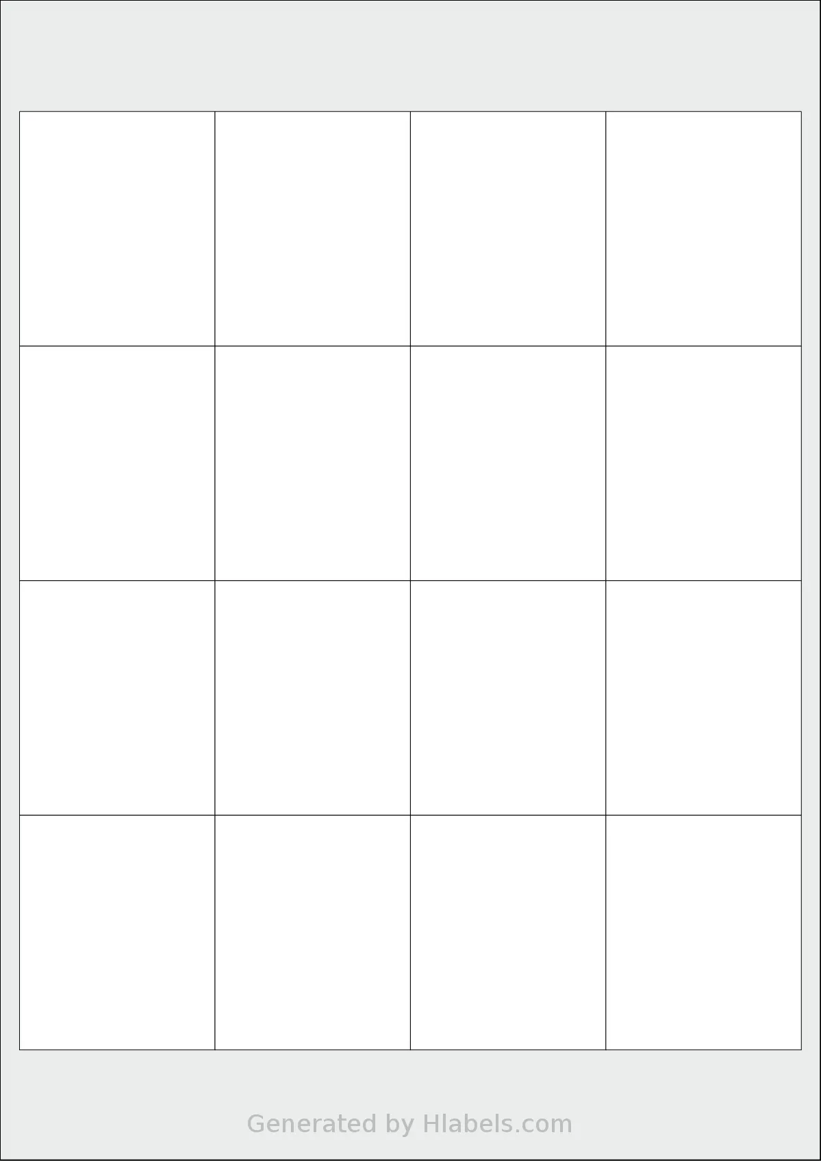 AALabels® AAEA16 template with 16 rectangular 50 x 60 millimeter labels per sheet, on A4-size adhesive blank label sheets.