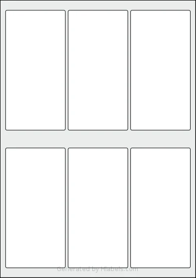 AALabels® AAEE06 template with 6 rectangular 64 x 128 millimeter labels per sheet, on A4-size adhesive blank label sheets.