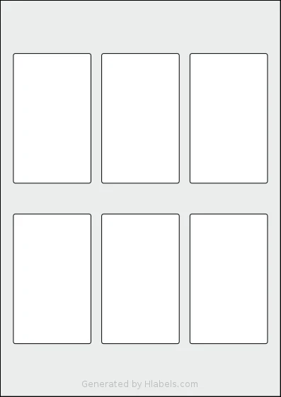 AALabels® AAEG06 template with 6 rectangular 58 x 97 millimeter labels per sheet, on A4-size adhesive blank label sheets.