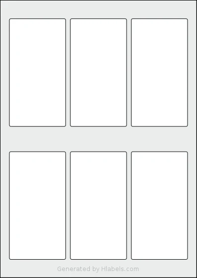 AALabels® AAEH06 template with 6 rectangular 60 x 115 millimeter labels per sheet, on A4-size adhesive blank label sheets.