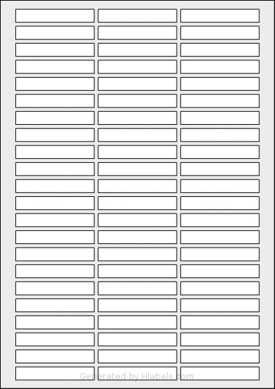 AALabels® AAEK66 template with 66 rectangular 60 x 10 millimeter labels per sheet, on A4-size adhesive blank label sheets.