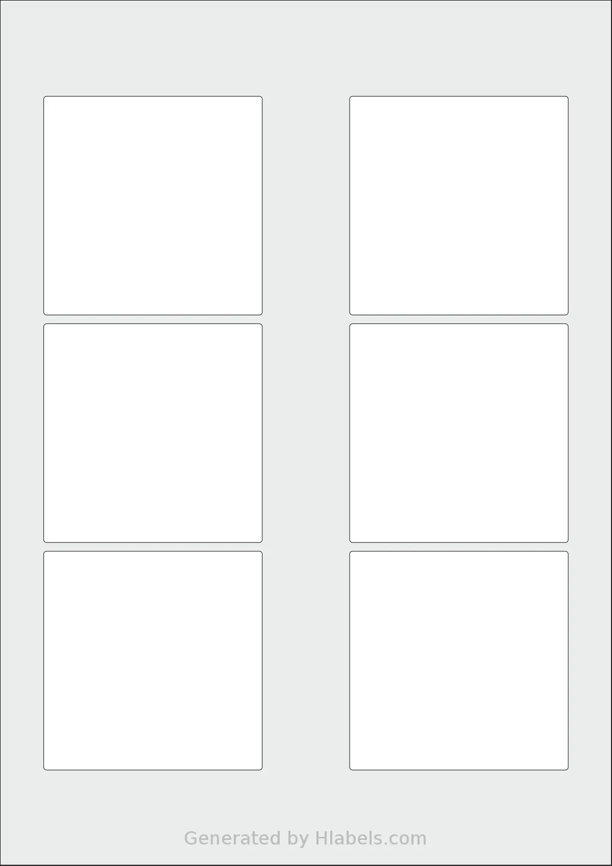 AALabels® AAES06 template with 6 square 75 x 75 millimeter labels per sheet, on A4-size adhesive blank label sheets.
