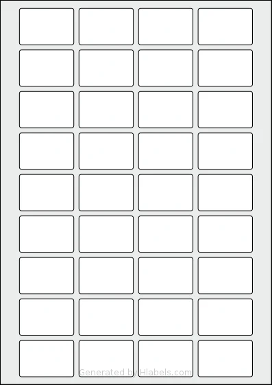 AALabels® AAF036 template with 36 rectangular 42 x 28 millimeter labels per sheet, on A4-size adhesive blank label sheets.