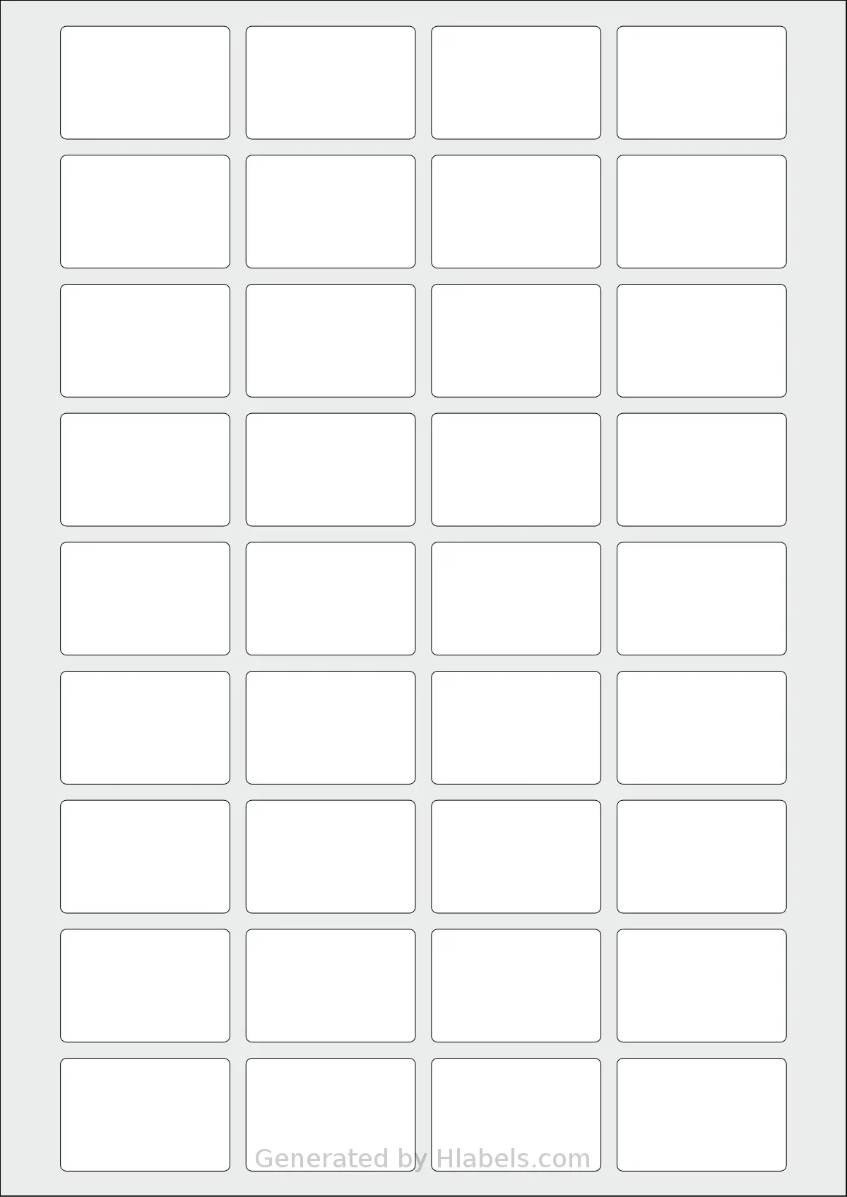 AALabels® AAF036 template with 36 rectangular 42 x 28 millimeter labels per sheet, on A4-size adhesive blank label sheets.
