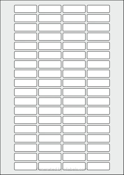 AALabels® AAF072 template with 72 rectangular 38.1 x 12.7 millimeter labels per sheet, on A4-size adhesive blank label sheets.