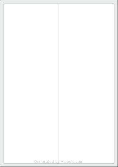 AALabels® AAFF02 template with 2 rectangular 98 x 283 millimeter labels per sheet, on A4-size adhesive blank label sheets.