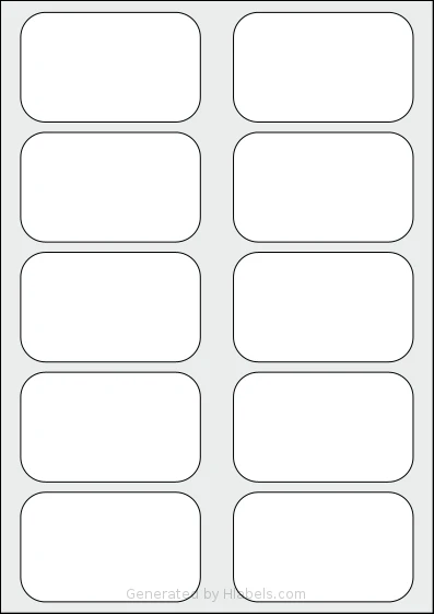 AALabels® AAFN10 template with 10 rectangular 87 x 53 millimeter labels per sheet, on A4-size adhesive blank label sheets.