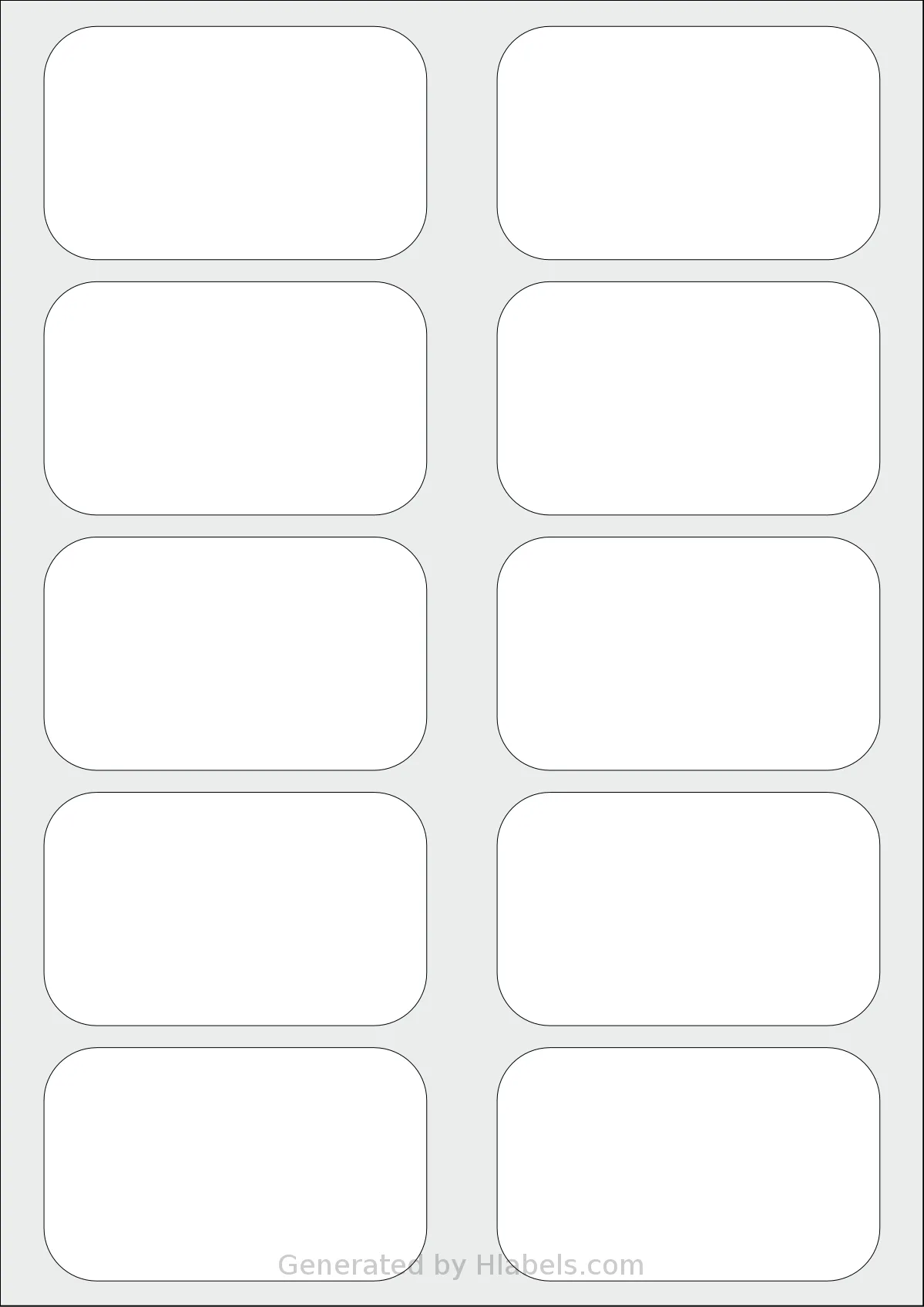 AALabels® AAFN10 template with 10 rectangular 87 x 53 millimeter labels per sheet, on A4-size adhesive blank label sheets.