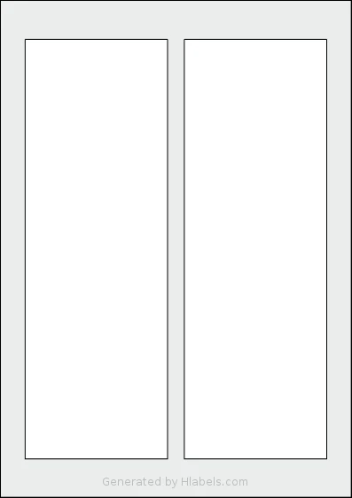 AALabels® AAFS02 template with 2 rectangular 85 x 250 millimeter labels per sheet, on A4-size adhesive blank label sheets.